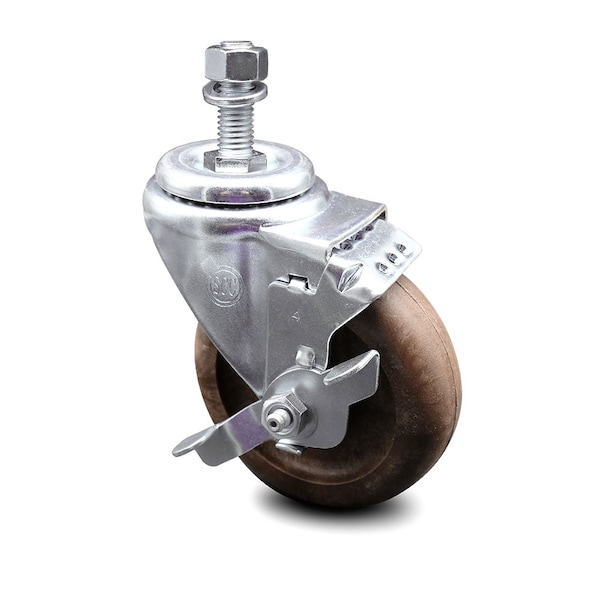 Service Caster 4 Inch High Temp Glass Filled Nylon 1/2 Inch Threaded Stem Caster with Brake SCC-TS20S414-GFNSHT-TLB-121315 - main